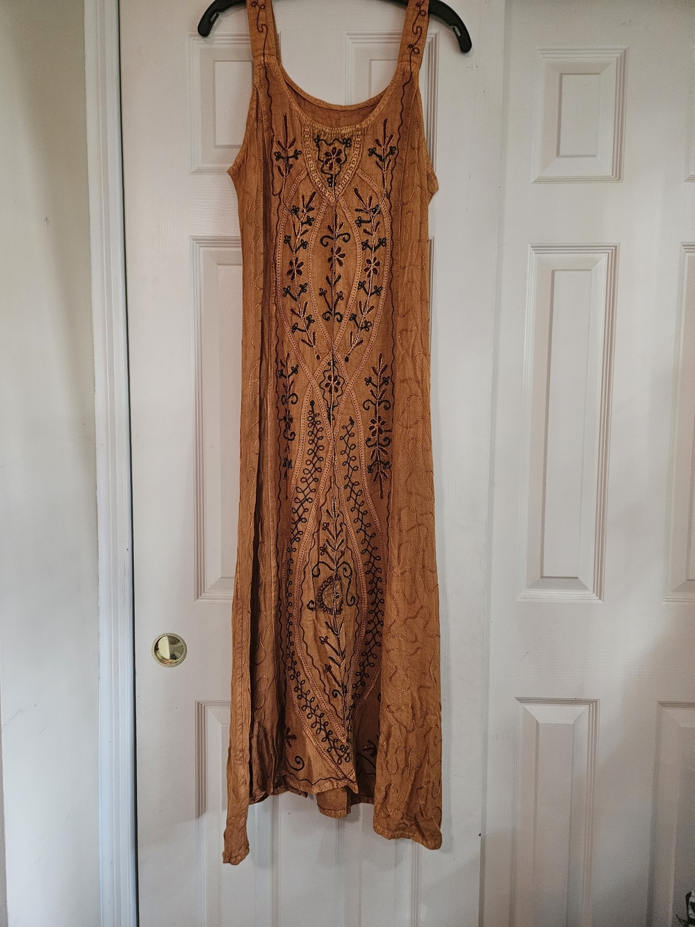 Orange Copper Thai Thailand Embroidered Maxi Dress